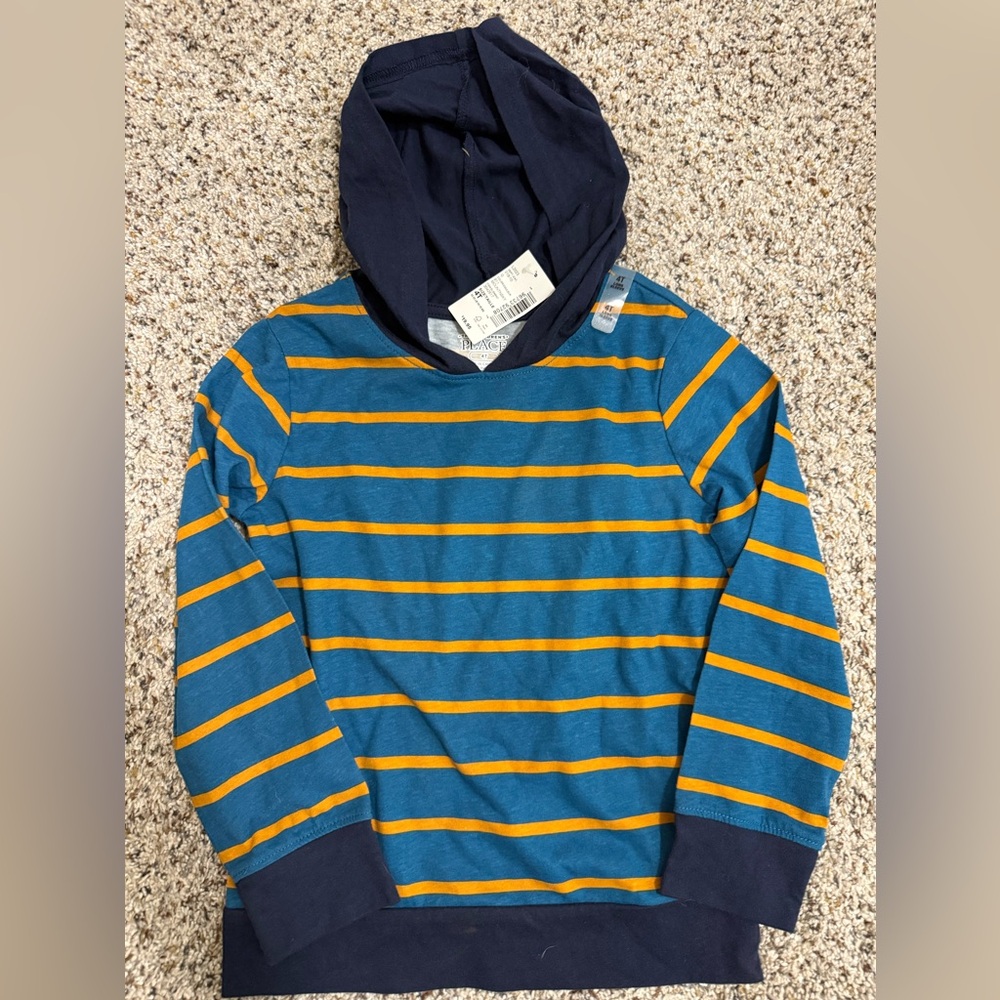 The Children's Place Navy and Teal Striped Hoodie Tee